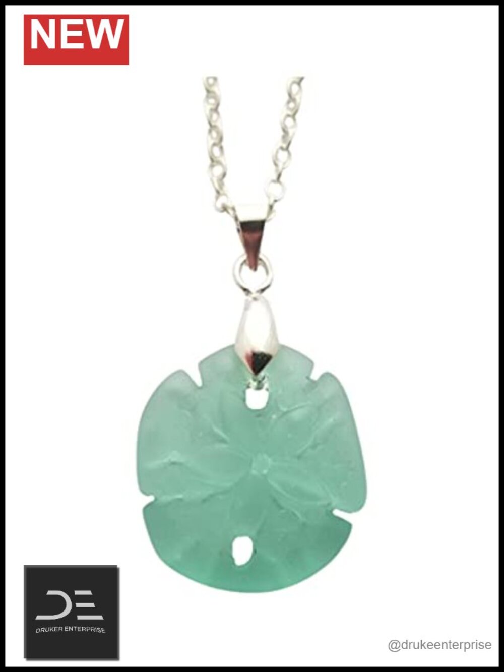 Handmade Hawaii Sand Dollar Sea Glass Necklace, Boho Beach Jewelry
